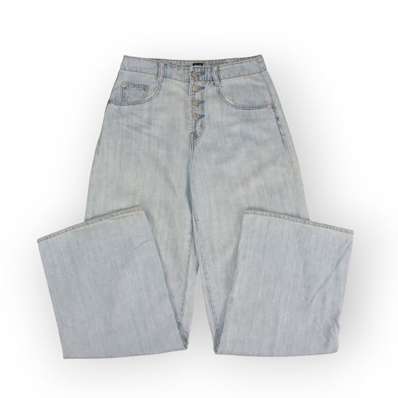 27R Gap Lightweight WideLeg Cotton~LINEN~Lyocell LightIndigo Denim 32"Inseam - Picture 1 of 9